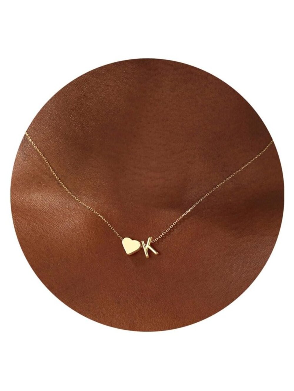 18K Gold Plated Heart Initial Necklace Girls Pendant Jewelry Gift